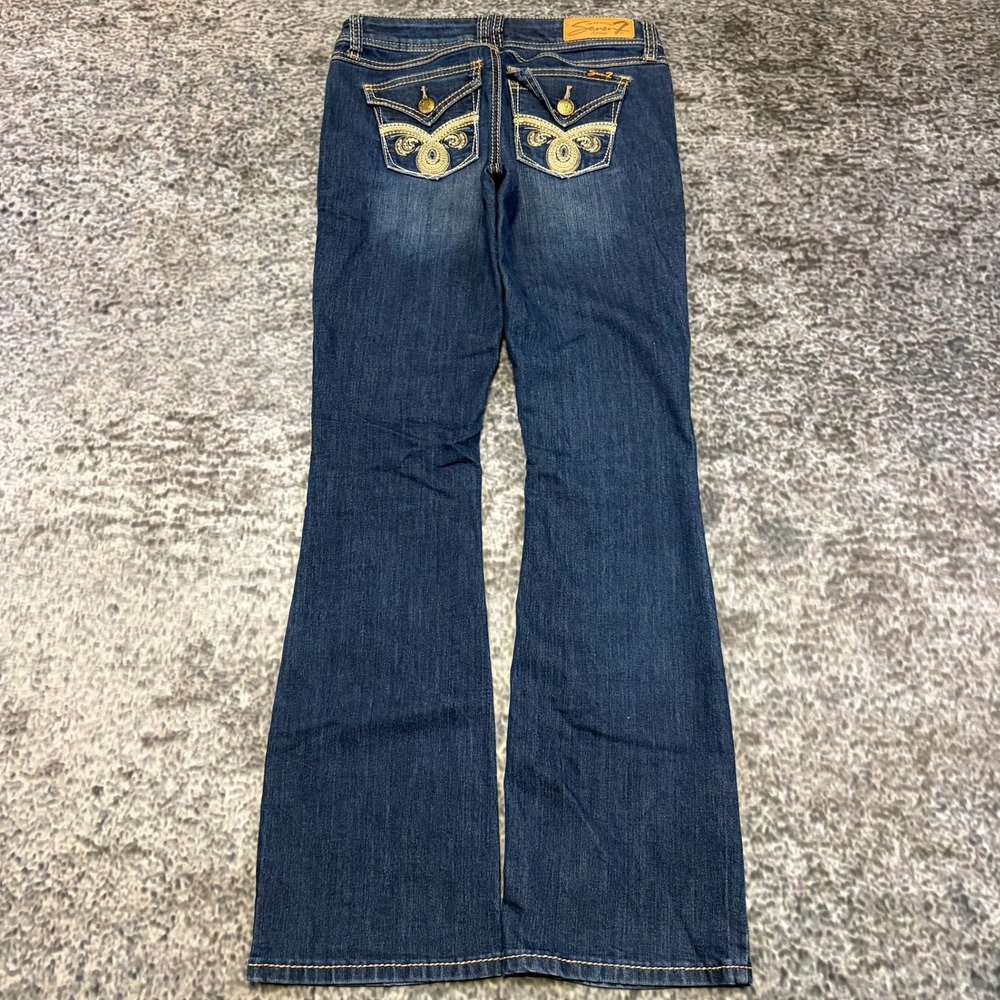 Seven7 Bootcut Jeans Womens 4 (29x32) Blue Low Rise Embroidered Western Y2K
